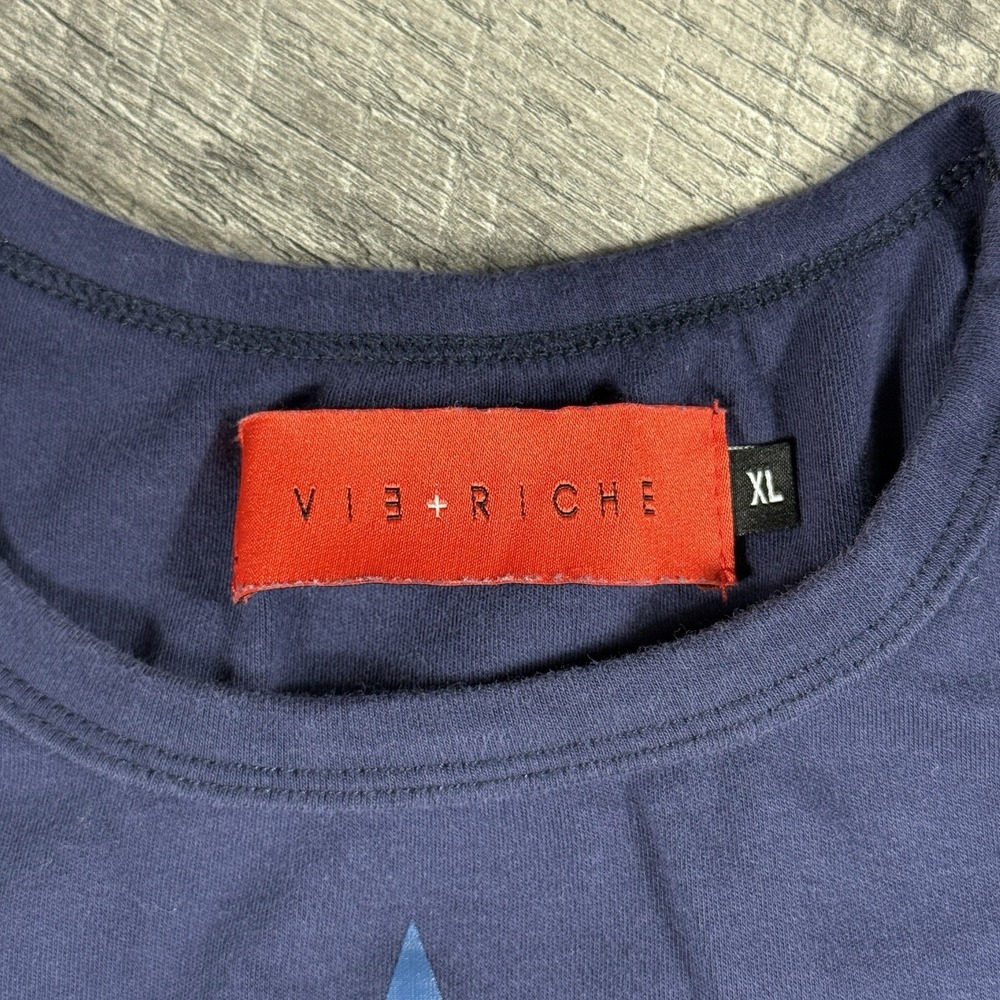 Vie Riche+Paris Men's Xl Black Designer Color Block Pullover T-shirt Multicolor - Picture 4 of 8